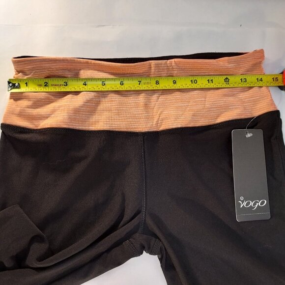 Yoga Moisture Wicking Black Crop Leggings With Peach Band Size Medium Women's - Picture 2 of 9